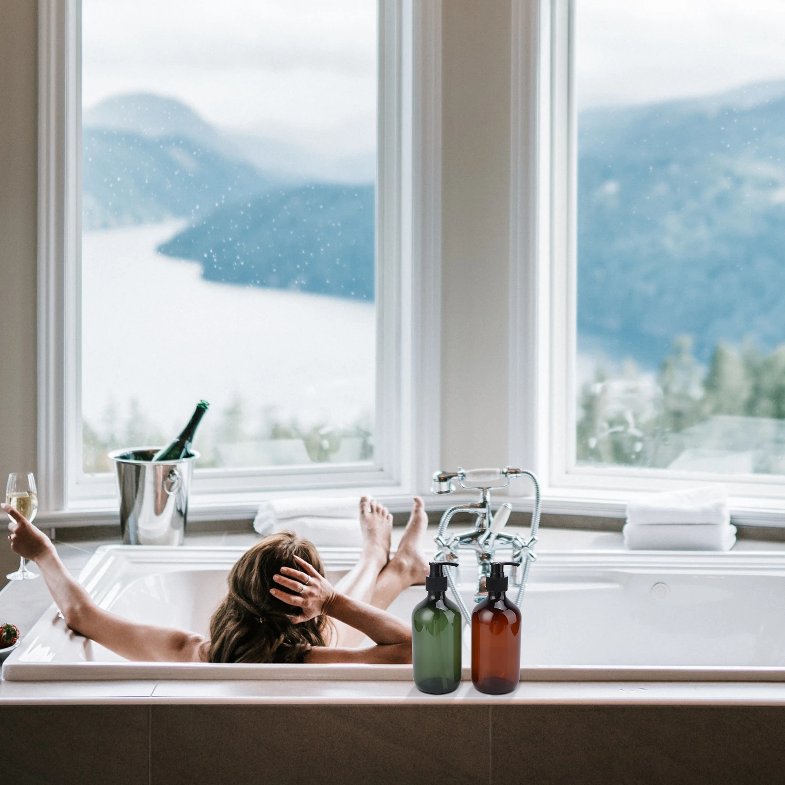 

2Pcs 500ml Multifunctional Lotion Container Premium Material Lightweight Screw Pump for Liquid Soap Hotel Toilet Trip