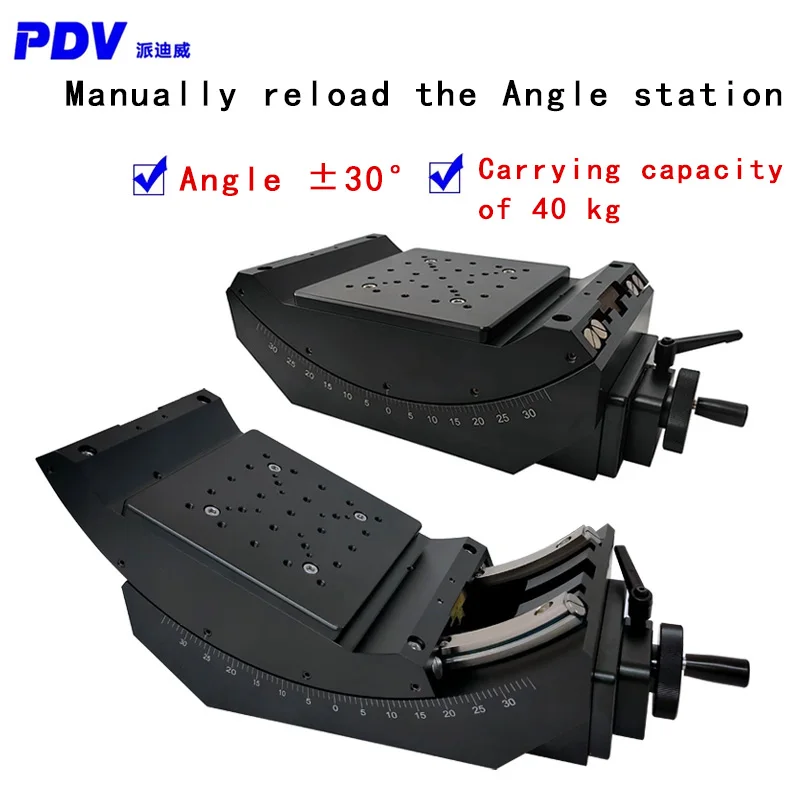 Heavy Duty Palco Goniômetro Manual Ajuste de Ângulo de Precisão Tilt Slide Plataforma ± 30 Graus Ajuste Fino Pt-sd313