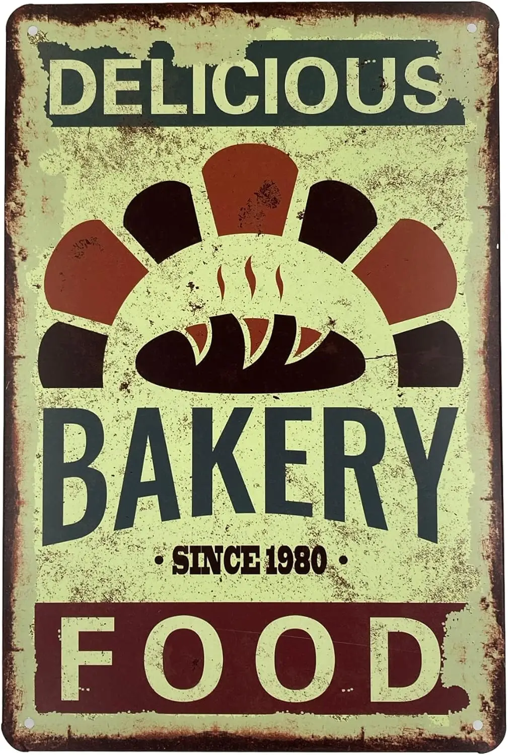 Tin Metal Sign Wall Decor | Bakery Delicious Food 8 x 12 in | Home Kitchen Restaurant Decoration | Vintage Retro Design sign