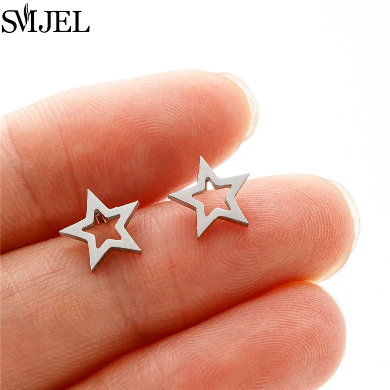 Women's Stainless Steel Mini Stud Earrings, Geometric Design