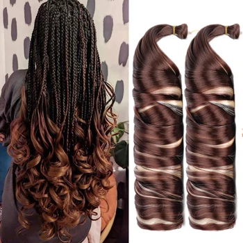 Extensões de cabelo trançadas pré esticadas para mulheres, onda solta, onda espiral, tranças sintéticas de crochê, cachos franceses