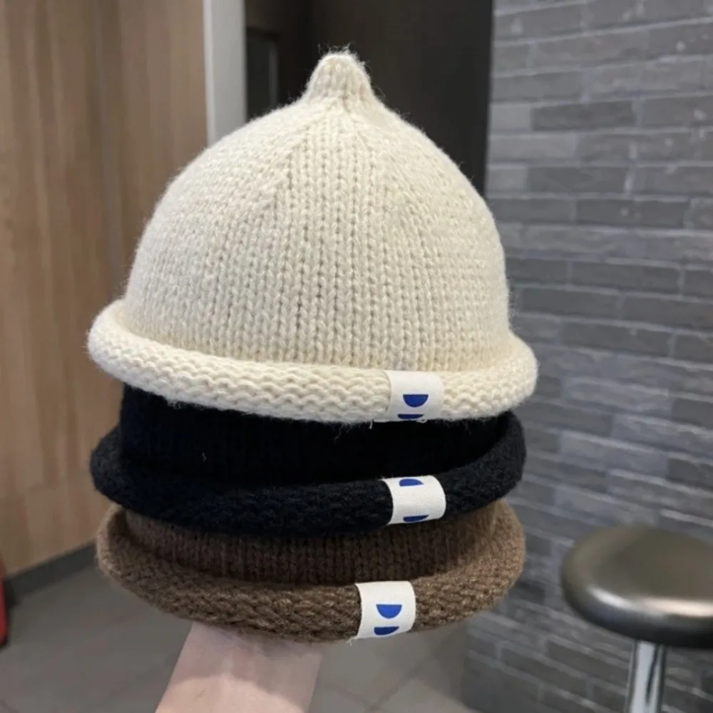 Cute Solid Color Autumn Winter Children's Cap Warm Soft Melon Cap Knitted Beanie for 1-5Y Baby