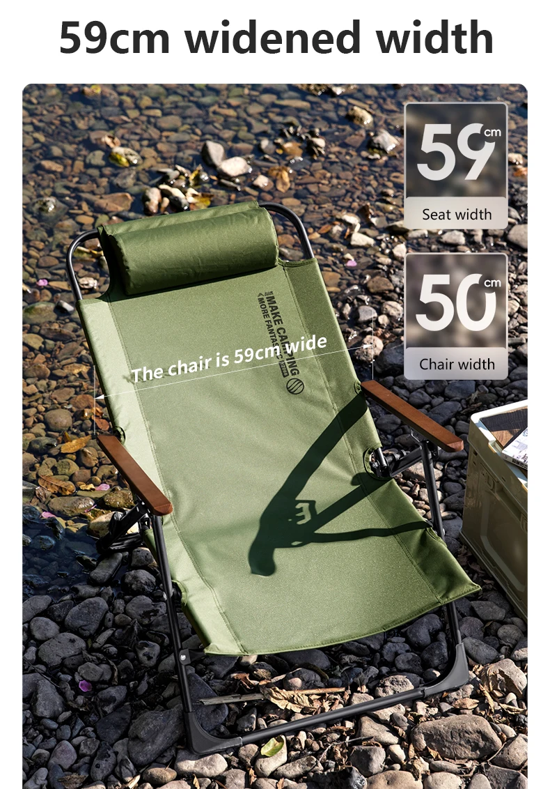 BISINNA Camping Folding Chair Adjustable Armrest Portable Relaxing Chair With Detachable Pillow for Beach Travel Hiking