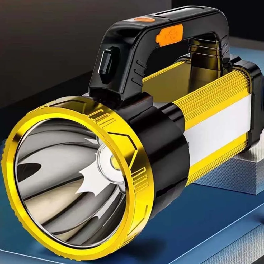 Anti-splash Water Camping Searchlight with Side Lights Dimmable Handheld Spotlight 2400mAh Battery 1200mAh Battery