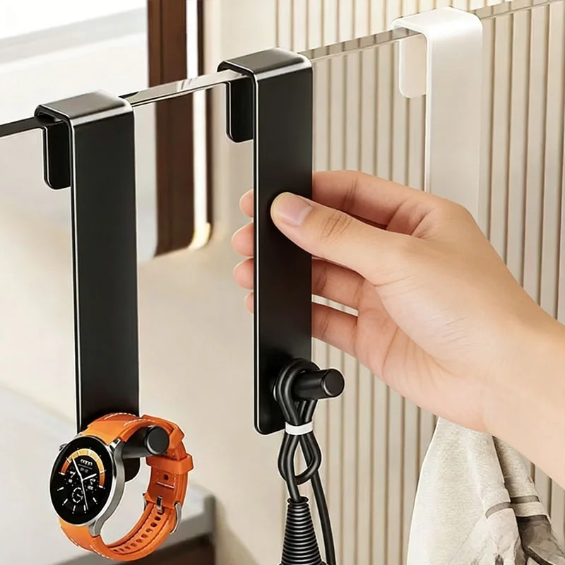 

1/6pcs Stainless Steel Over Glass Door Shower Door Back Shower Towel Rack S-Shape Bathroom Bathrobe Hanger Holder Hooks