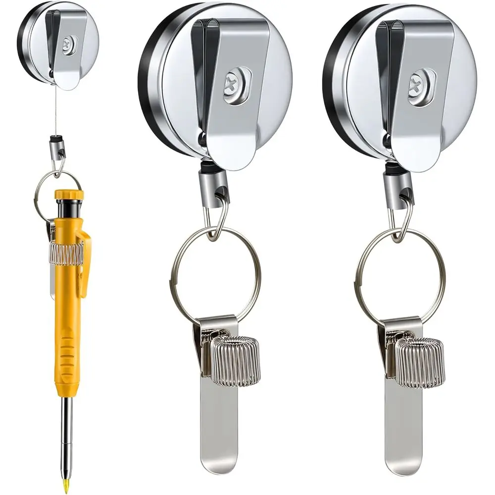 

Dual Heavy-Duty 27.5 Retractable Pen Holder with Belt Clip and Key Ring for Professionals