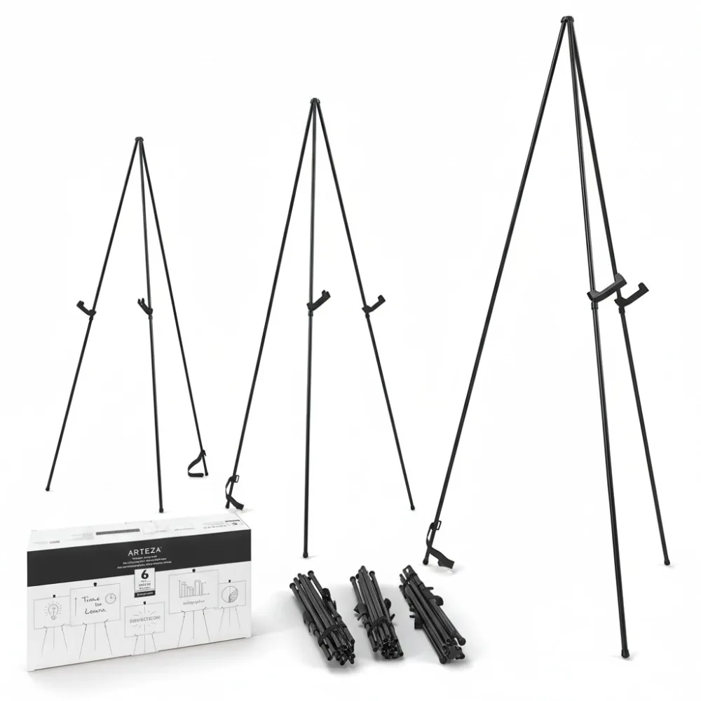 

6-Pack Portable Display Easels 63-Inch Adjustable Height Tripod Stands for Trade Shows Presentations Art