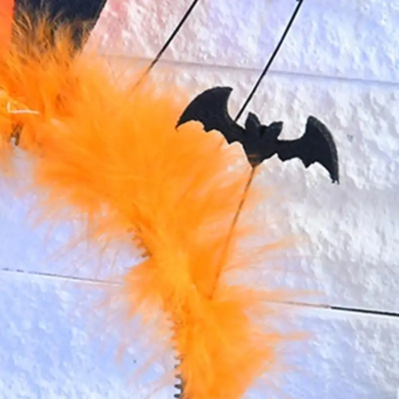 M6CD Scary Halloween Bat Hoofdband met veren Feestkleding Cadeau voor jongens meisjes