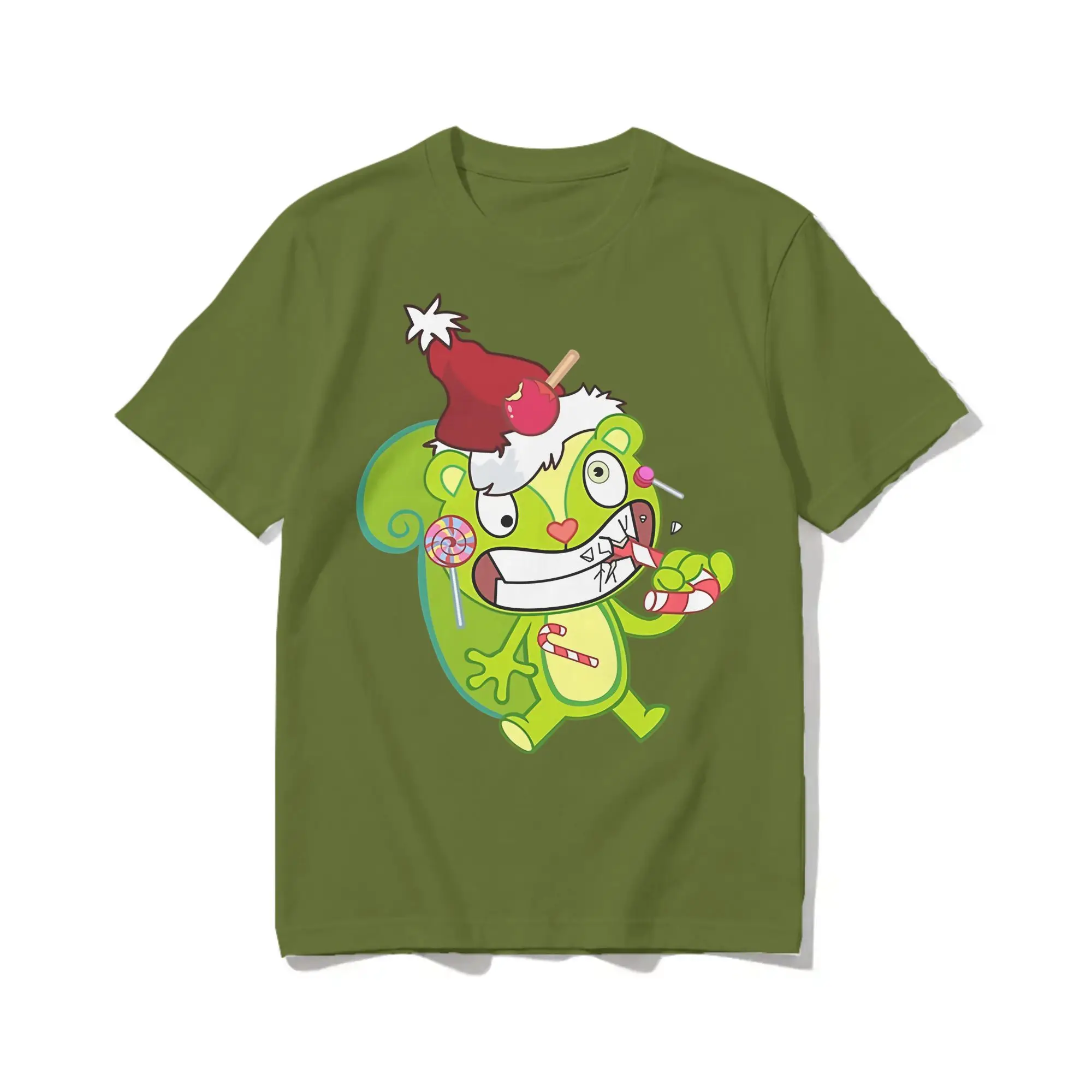 Nutty Christmas Happy Tree Friends Men T Shirts  Fashion Tee Shirt Short Sleeve Round Collar T-Shirts 100% Cotton Party Clothes