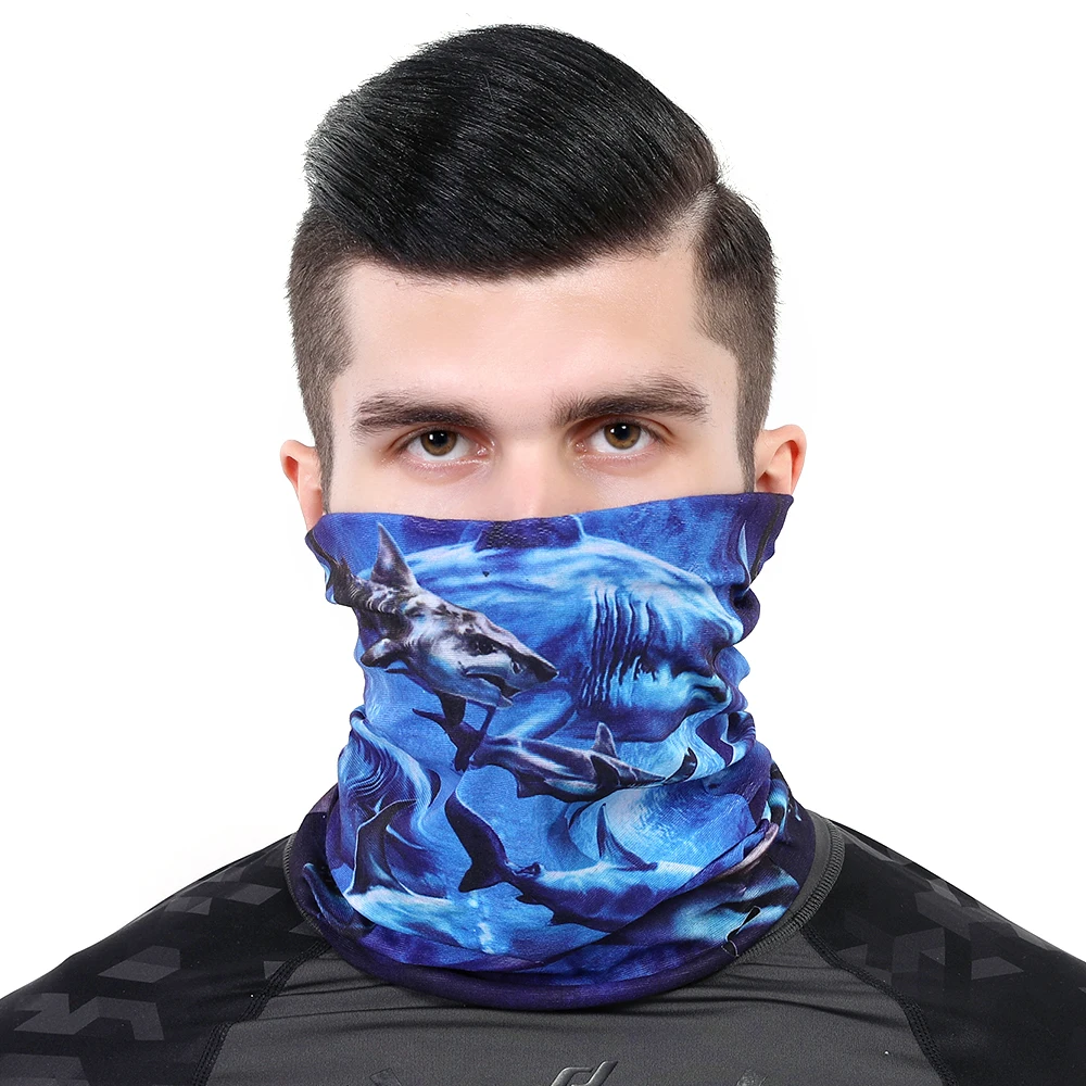 2024 Creative Fish Scale Ocean Shark Design Fishing Bandana UV Protection Face Mask Balaclava Cycling Headband Head Neck Scarf