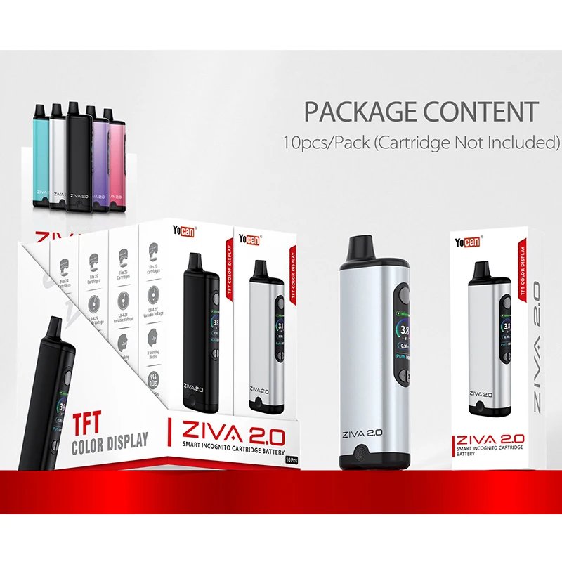 Original Yocan Ziva 2.0 Vaporizer Mod 650mAh Battery LCD Color Display Variable Voltage 1.8-4.2V For 510 Thread Cart E-Cigarette view 6