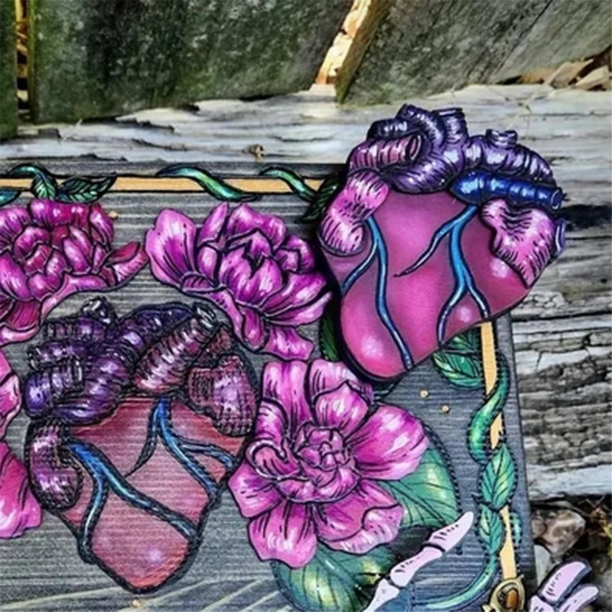 Skull Art Hidden Key Box, Decorative Small Wooden Box, Hidden Storage Compartment Jewelry Box Jewelry Box