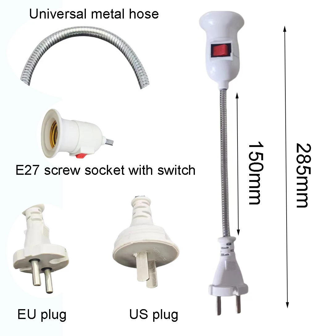 Imagem -02 - Tomada Flexível da Lâmpada de Extensão do Pescoço E27 Plug in Wall Diretamente Wall Light Plug com Interruptor Lâmpada Conversor Titular