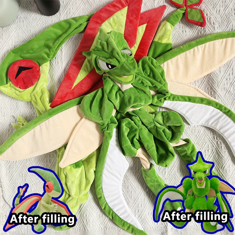 

60/120cm Scyther Flygon Pokemon Plush Toys Huge Pokémon Plushie Semi-finished Leather Holster Pillow Gift for Children Xmas