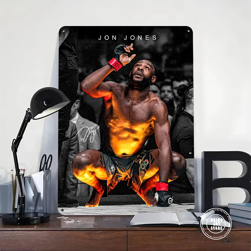 Jon Jones MMA Fighter Metal Poster Customized Wall Art Retro Vintage Metal Signs for Man Cave Setup Decorations Room Decoration