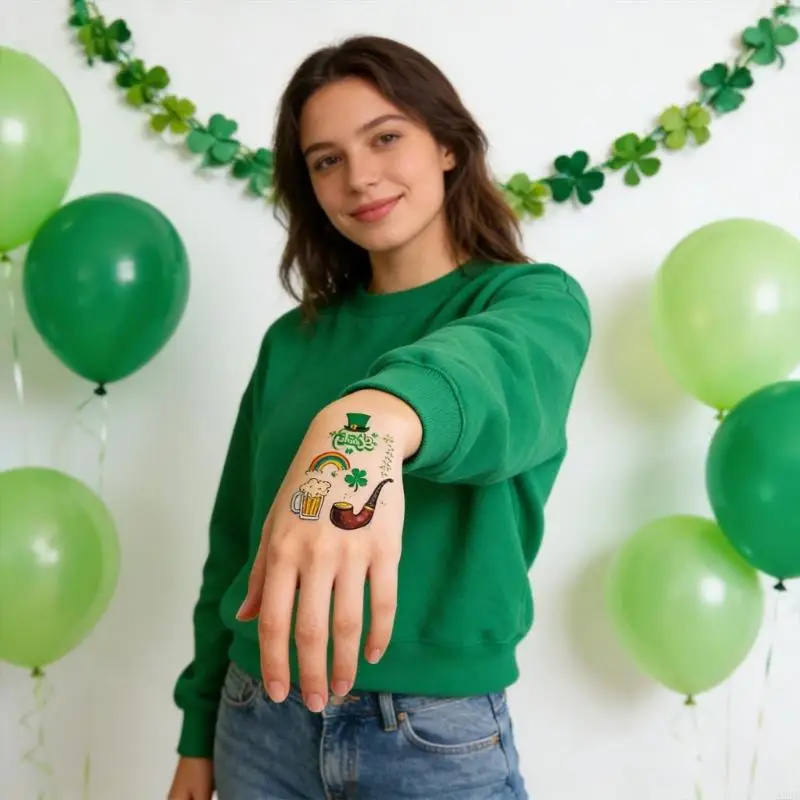 

Праздничная временная наклейка на День Святого Патрика для детей с дизайном трилистника, безопасная для кожи, легкое нанесение,