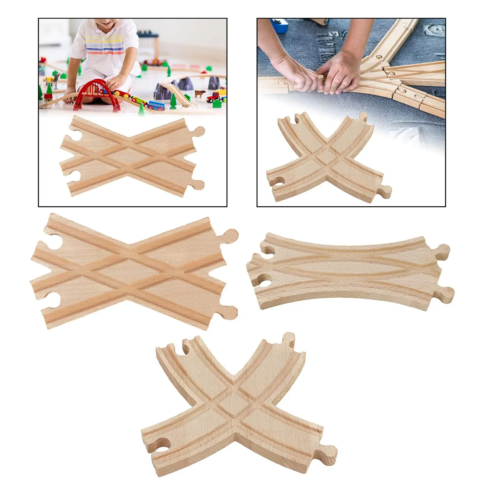 Wooden Train Track Building Railway Landscape Decoration Assemble Blocks Switch Track for Kids Boys Girls Children Child