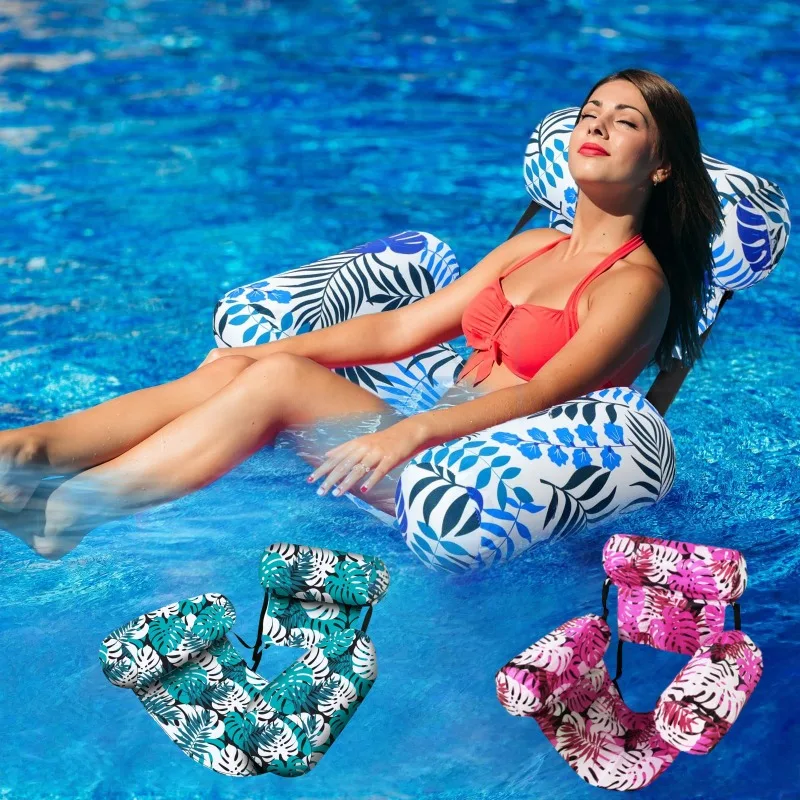 Inflatable Swiming Pool Hammock Float Armrest Lounger Sofa PVC Hammock Seat Summer Water Bed Beach Pool Accessory Garden Supply
