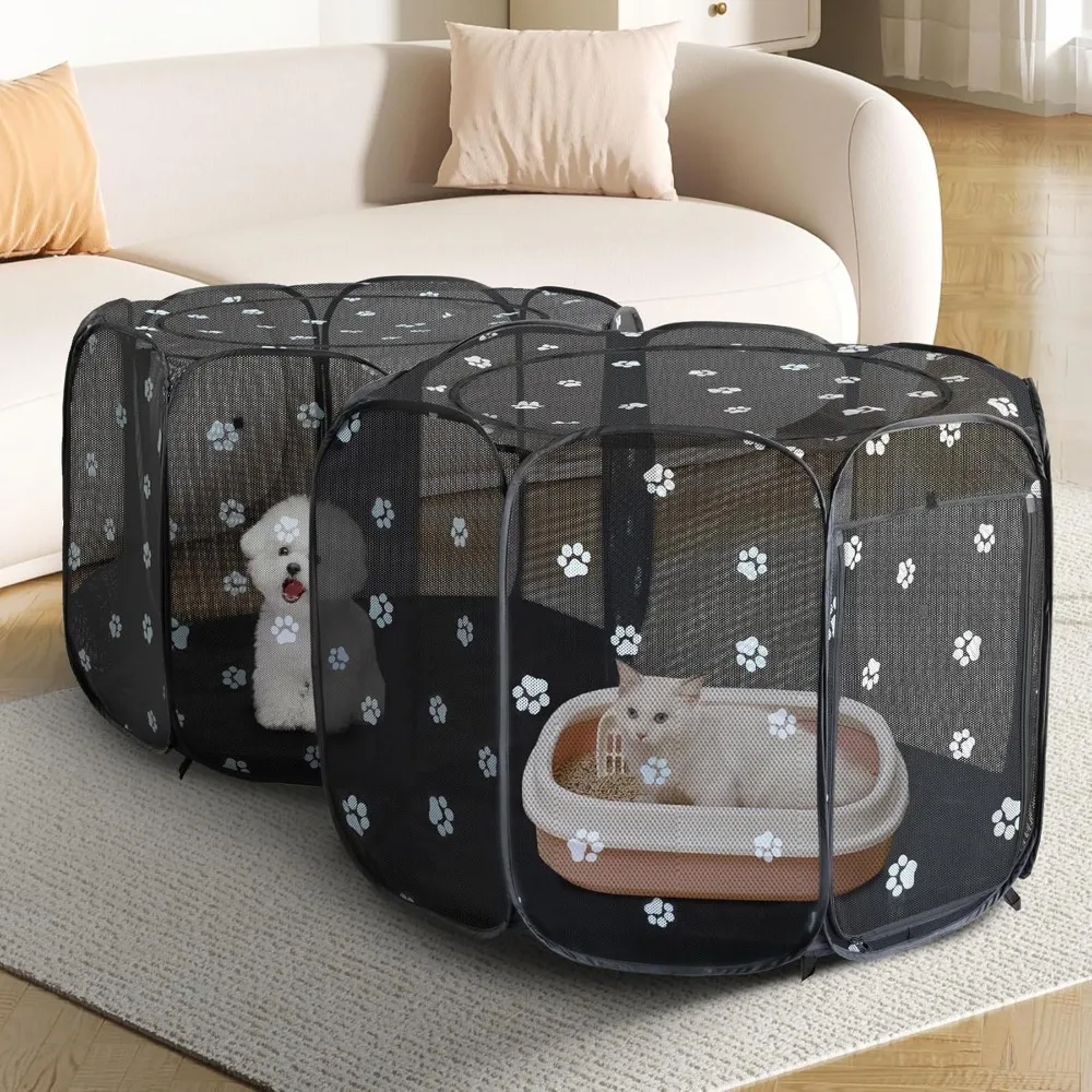 

2-in-1 Cat Cage, 58 Inch Foldable Pet Fence, Suitable for Indoor and Outdoor Enclosed Cats, Convenient and Safe
