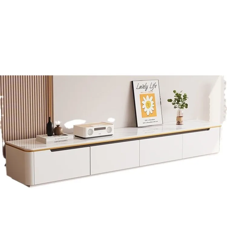 

Solid wood coffee table TV cabinet combination, living room household, rock slab storage cabinet