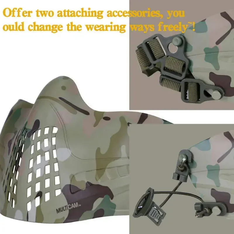Máscara de media cara de piloto táctico, casco rápido, protección facial multifunción para Paintball, accesorios de caza
