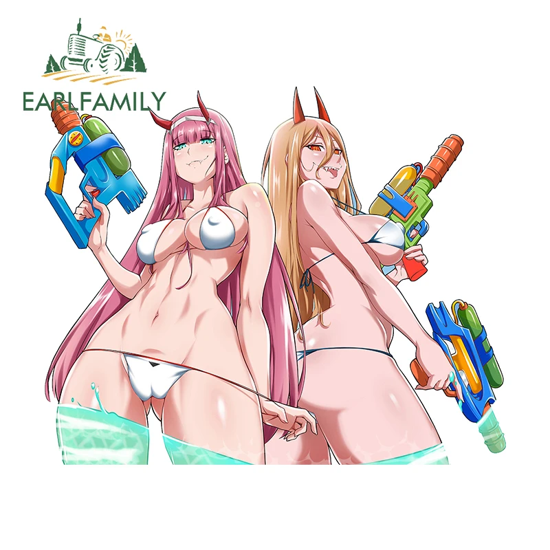 

EARLFAMILY 13cm X 10.6cm Power Zero Two Sexy Anime Car Sticker Personality NSFW Sunscreen Skateboard Bumper Decal VAN Decoration