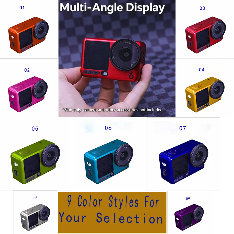 For The DJI Action 6 Camera Stickers Fluorescent Easy To Peel Off No Glue No Bubbles Wear-resistant Pure Color Film Accessories
