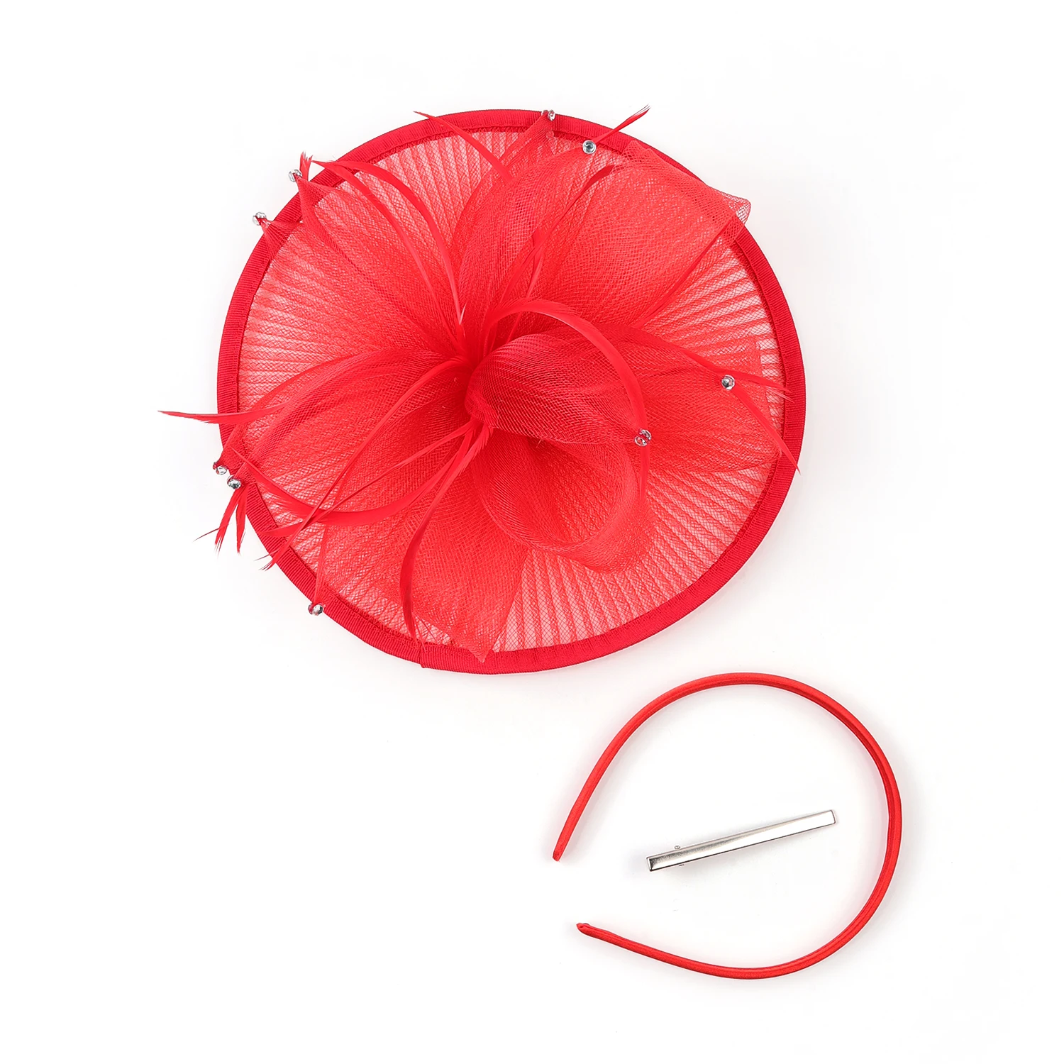 Fascinator Hat for Women Tea Party Headband Wedding Cocktail Mesh Flower Feathers Hair Clip