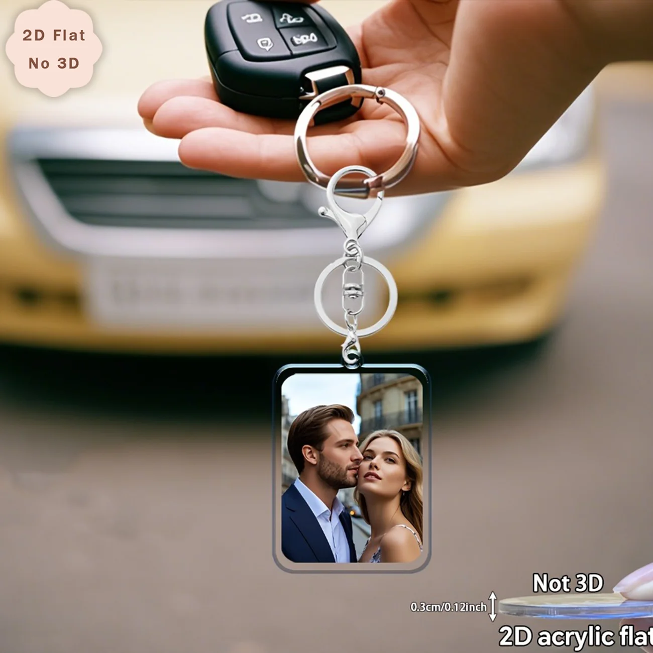 Custom Photo Acrylic Keychain, Personalized 2D Flat Picture Key Ring, Custom Bag Pendant Charm for Backpack, Birthday & Memori
