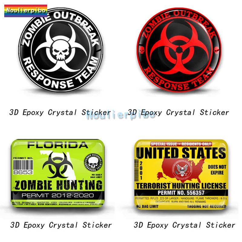 

3D Stereo Fashion Epoxy Dome Flexible Car Sticker Zombie Resident Vinyl for Car Motorcycle Office Supplies