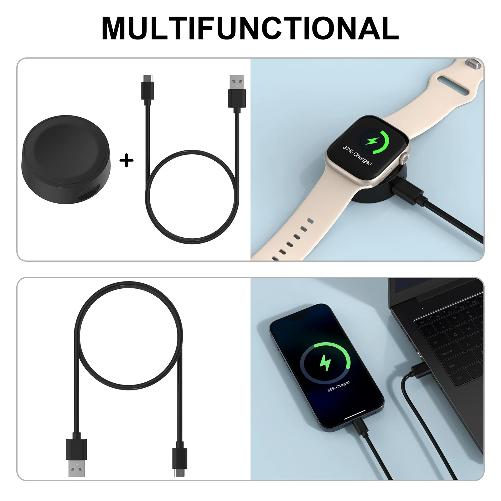 Split Wireless Charger For Apple Watch Series Ultra 2 9 8 7 6 5 4 3 2 1 Magnetic Charging Cable For Apple Watch Fast Charger