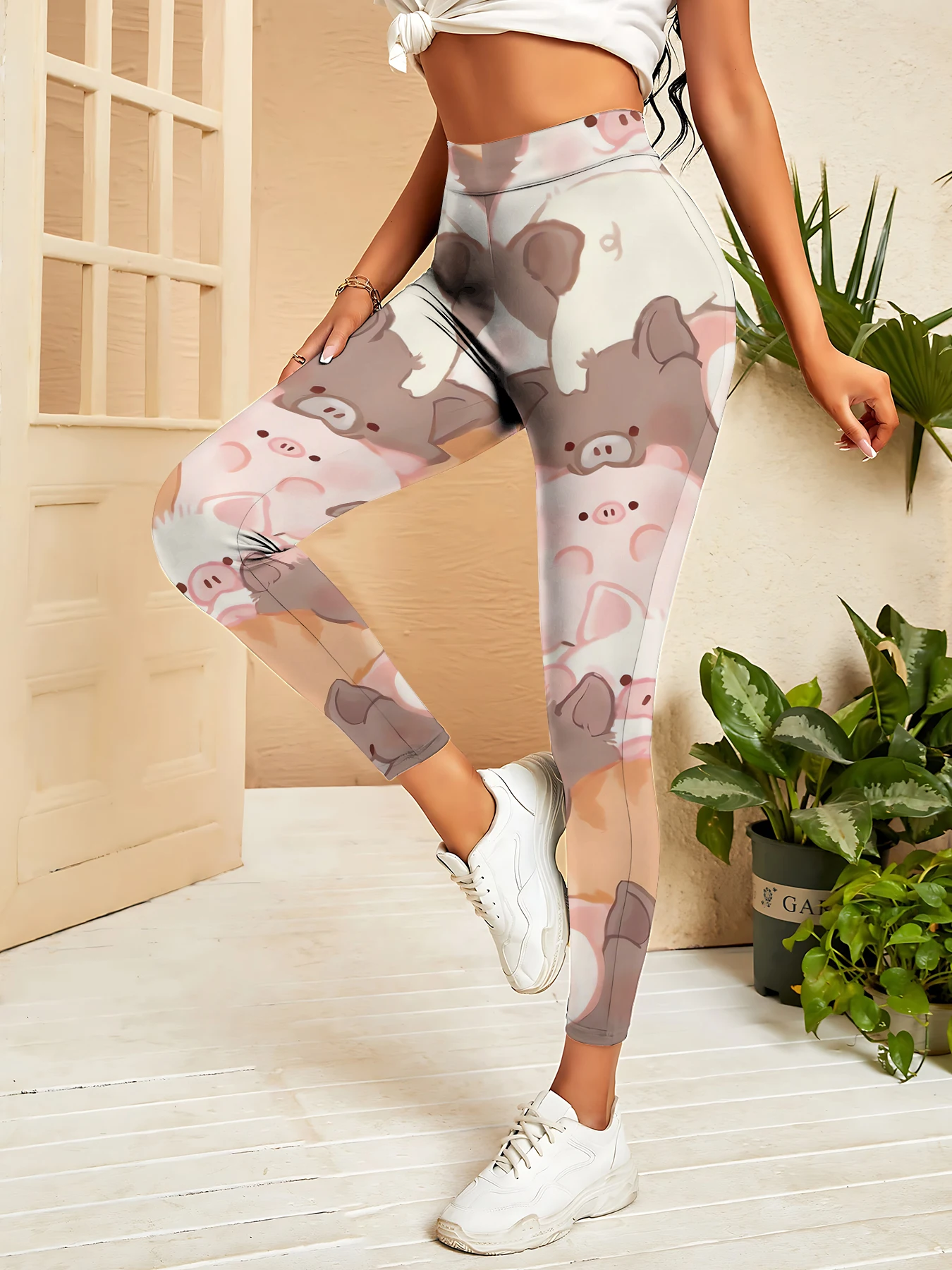 MSIEESO Funny Animals Leggings Cartoon Cute Piggy 3D Printed Legging Indoor Outdoor Yoga Pants Jogging Fitness Sports Clothing