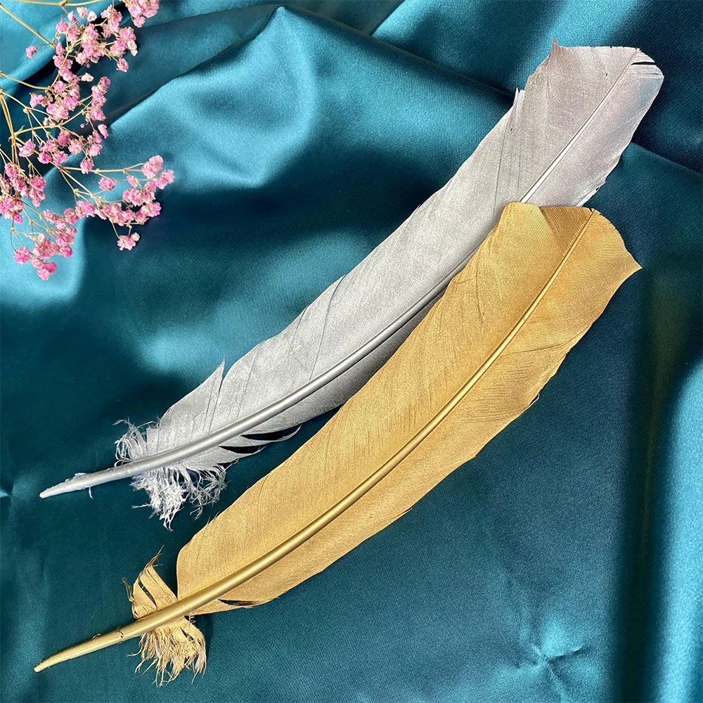 

10Pcs Gold Goose Feathers For Craft Wedding Party Plume DIY Natural Jewelry Making Christmas Home Decoration Handicraft