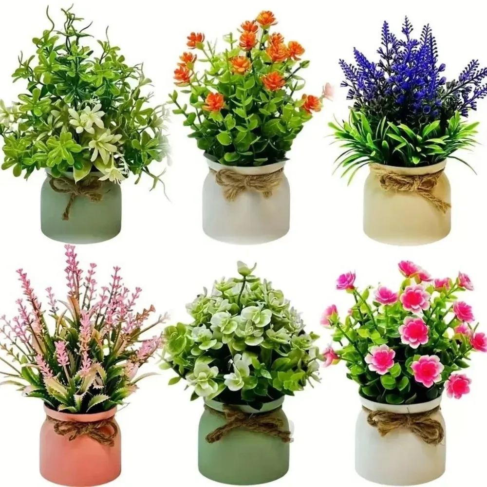 Fake Potted Flowers Bonsai Fake Plant Artificial Flower Bonsai Table Decor Evergreen Simulated Tree Pot Plants