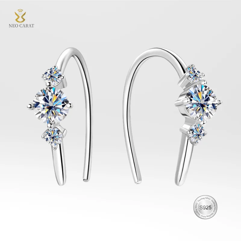 

Premium 925 Sterling Silver Moissanite Earrings for Women Hypoallergenic Fashionable Light Luxury Design Personalized Gift