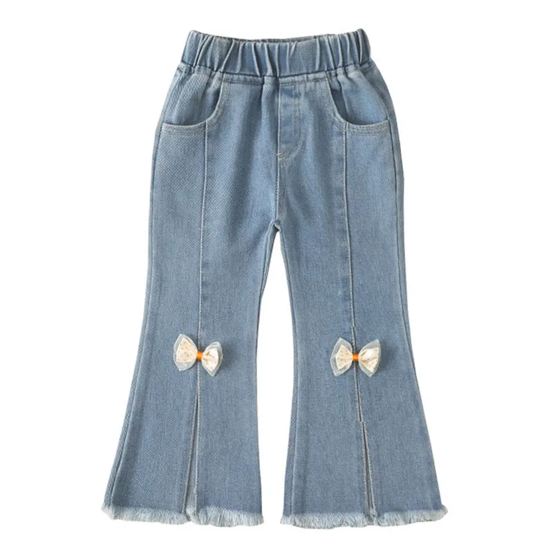 

Kids Girl Jeans Kids Girls Denim Bell-bottomed Pants 2022 New Children Trousers Toddler Girl Clothing Casual Elastic Waist Jeans