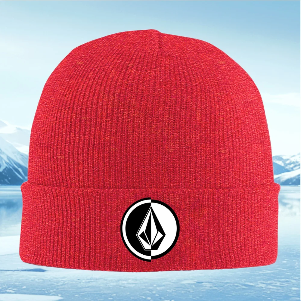 Diamond shape logo inside circle Men Women Unisex Knitted Hat Beanie Pullover Cap Winter Thermal Warm Christmas Outdoor Cycling