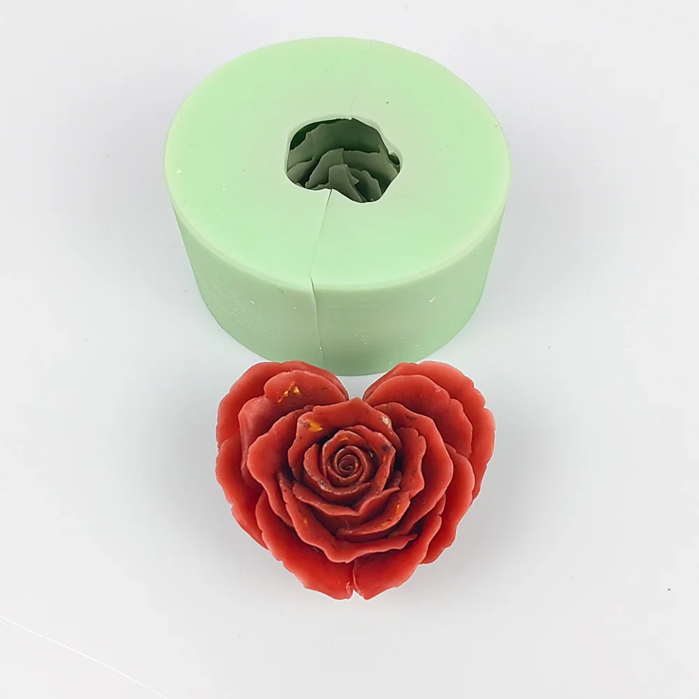 ZY-Moule en silicone en forme de cœur pour bougies et bonbons, fleur de Regina, gypse, argile, résine, rose, magasin, HC0451