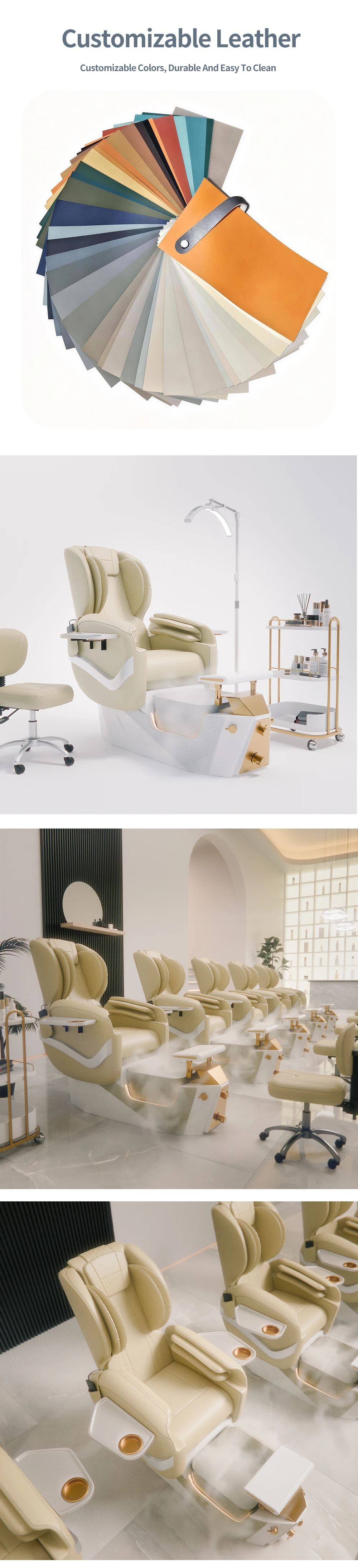 Elektrischer Pediküre-Spa-Stuhl mit LED-Licht, Fußwanne, Rückenmassage, PU-Leder, Salon-Fußbad-Sofa für Nagelstudios – Detail 11