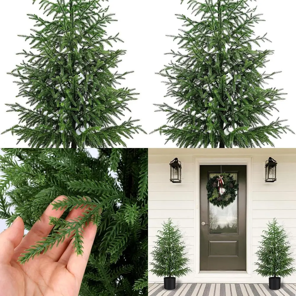 

4FT Real Touch Faux Christmas Tree with Pot, Ideal for Indoor Outdoor Holiday Decor, Living Room, Office, Apartment