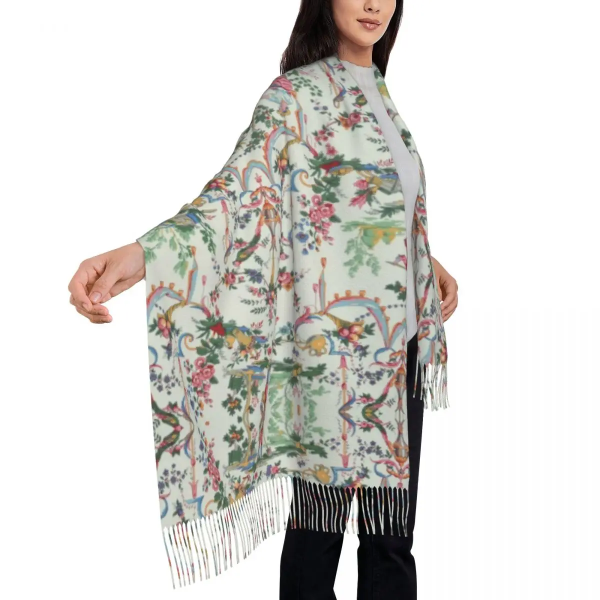 مخصص طباعة العتيقة خمر الفرنسية تويلي دي جوي وشاح النساء الرجال الشتاء الدافئة الأوشحة التقليدية فرنسا الفن شالات يلتف