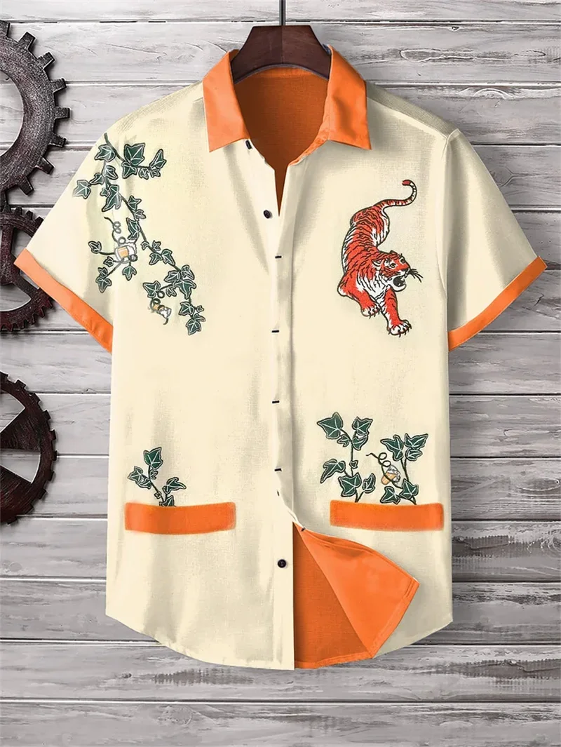 

Hawaiian shirt men's summer short sleeved casual street shirt men's 2025 fashionable high-quality beach party