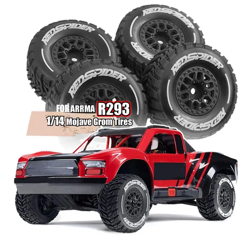 AS96-For 1/14 Mini For MOJAVE GROM Off-Road Racing Car Accessories-Short Truck Tires And Wheels Set LC Truck Wheels For MOJAVE B