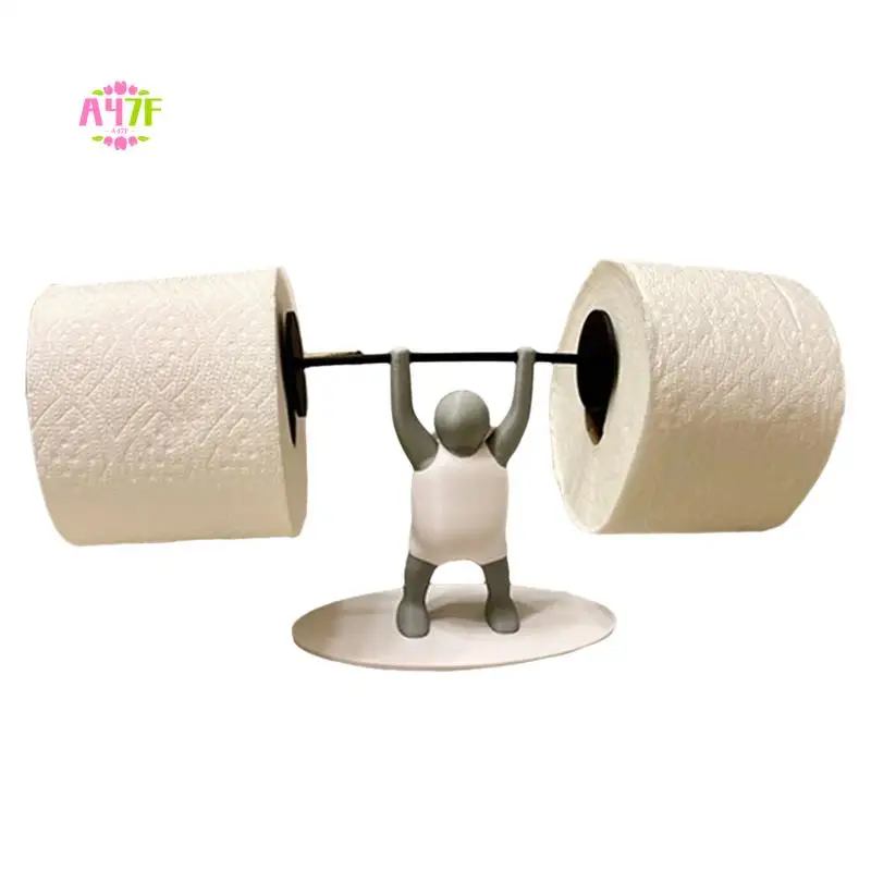 

A47F-Fitness Weightlifting Man Toilet Paper Holder Interesting Bathroom Decoration 3D Printed Paper Holder