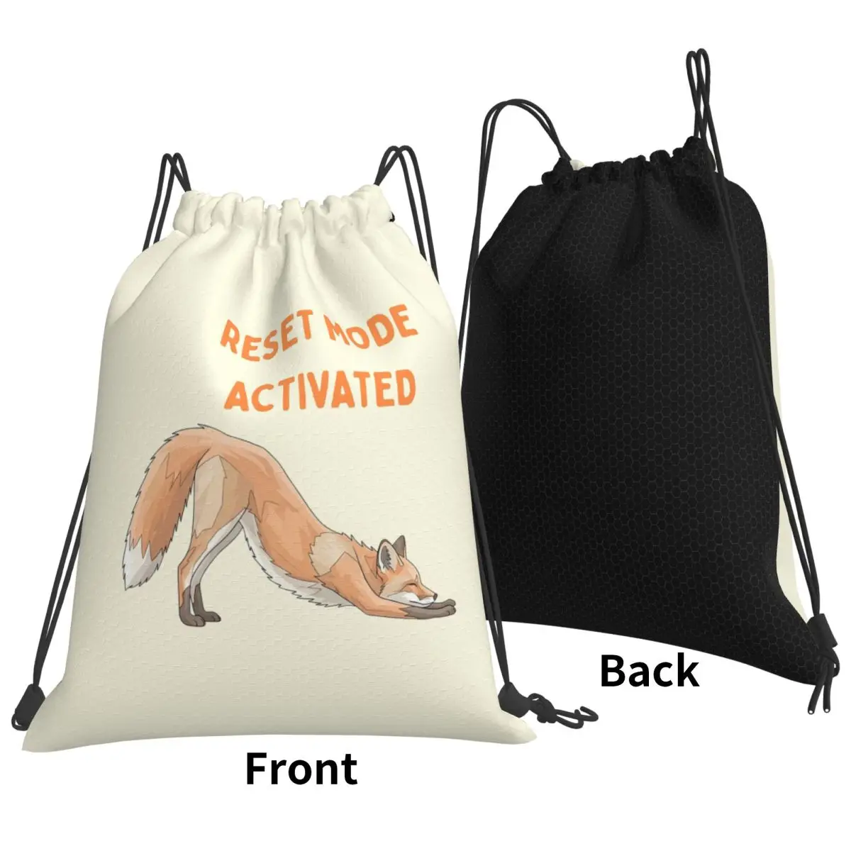 Pastel Fox Reset Mode Activated Backpacks Fashion Drawstring Bags Storage Bag Book Bags for Travel Students