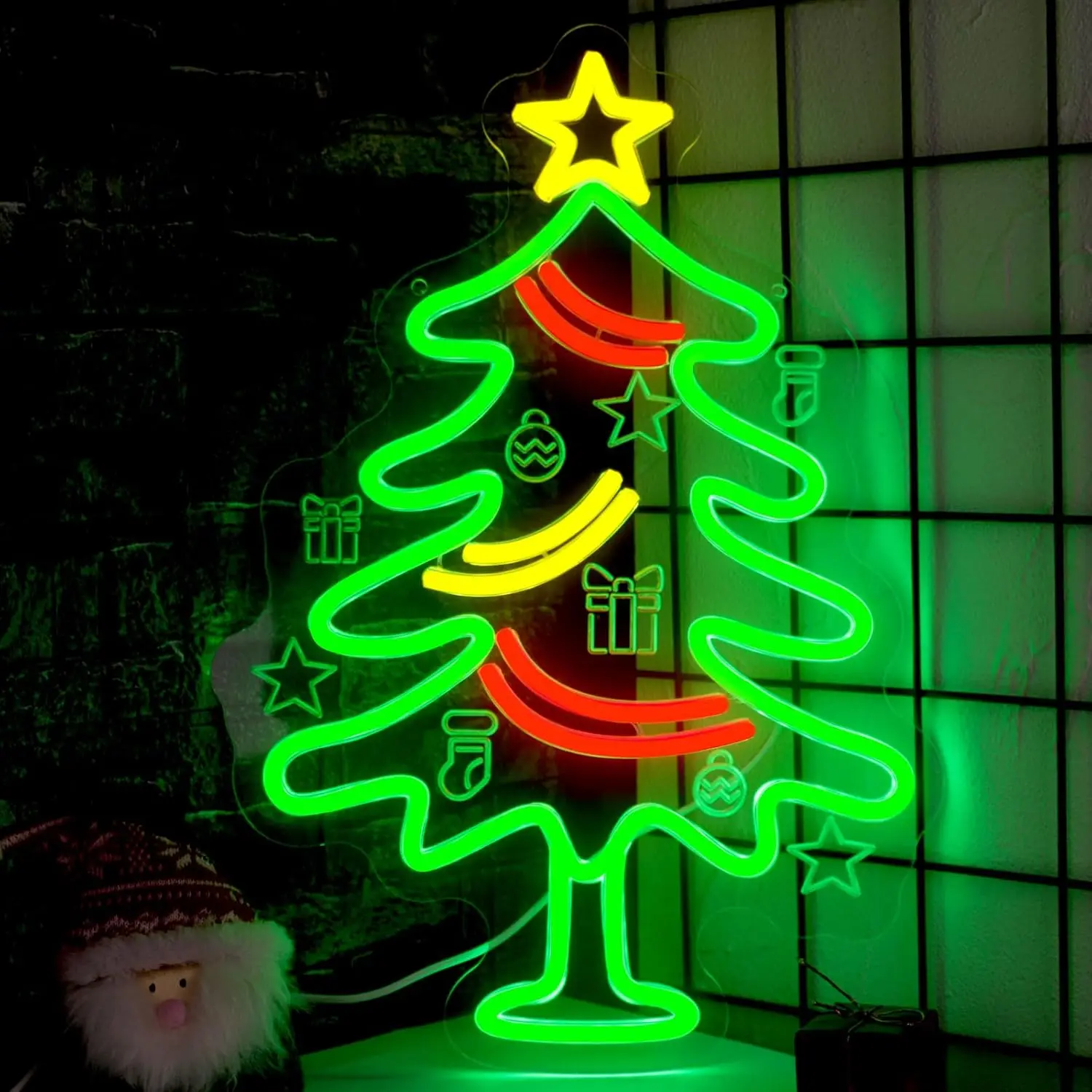Weihnachtsbaum-Neonschild, USB, dimmbar, LED-Neonlicht für Schlafzimmer, Wohnzimmer, Fenster, Zuhause, Party, Weihnachtsdekoration, Geschenk