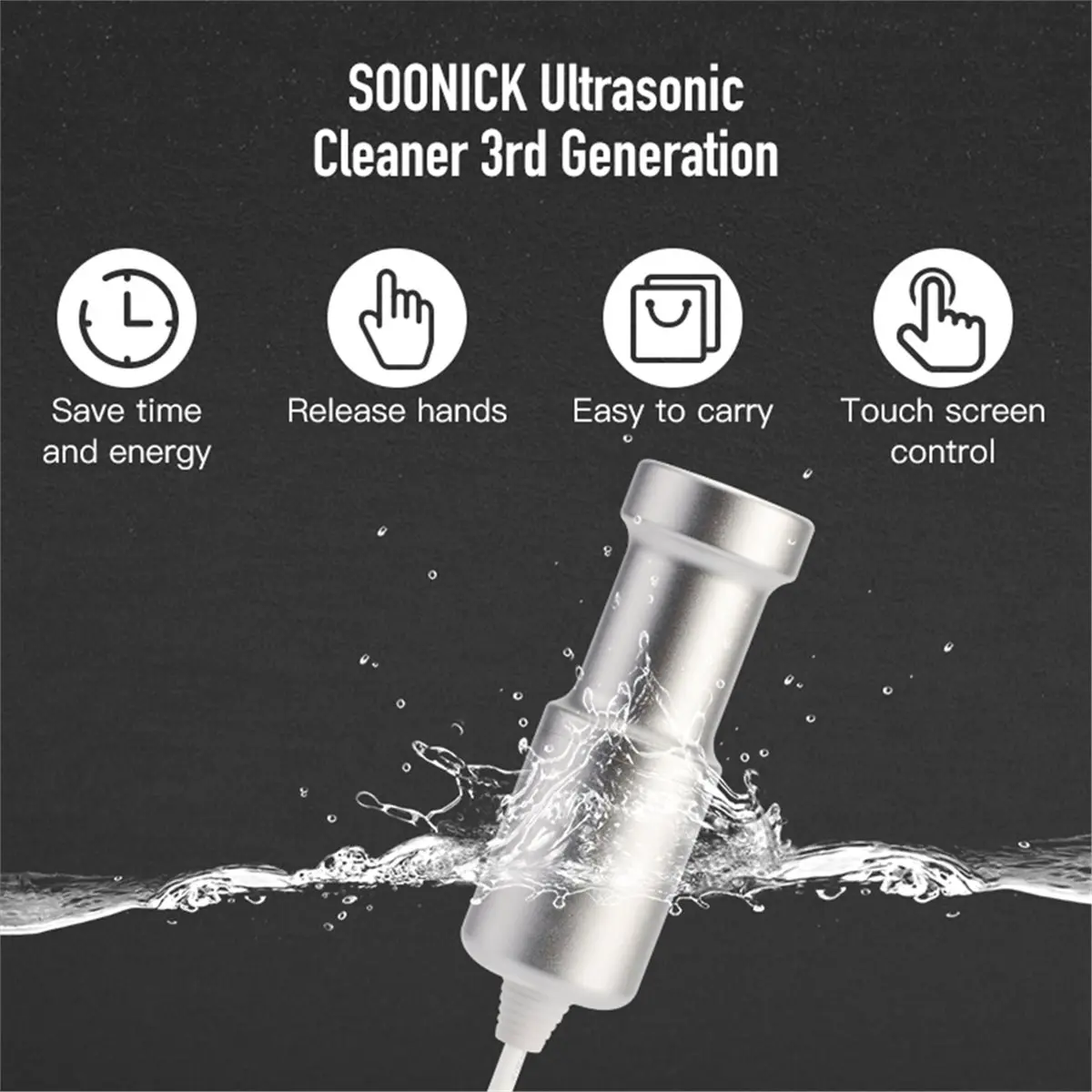(A75U] Ultrasonic Cleaner, Cleaning Device with Digital Timer for Dental Jewelry, Glasses (US Plug)