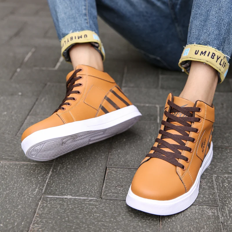 High Top Sneakers Man White Vulcanized Sneakers Flat Comfortable Shoes Men Autumn Spring Large Size Mens Shoes Vulcanize Shoes