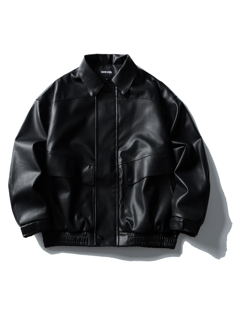 

Мужская куртка Swim Seed в американском ретро-стиле из искусственной кожи, свободного кроя, для мотоциклистов, в уличном стиле, коллекция осень 2025