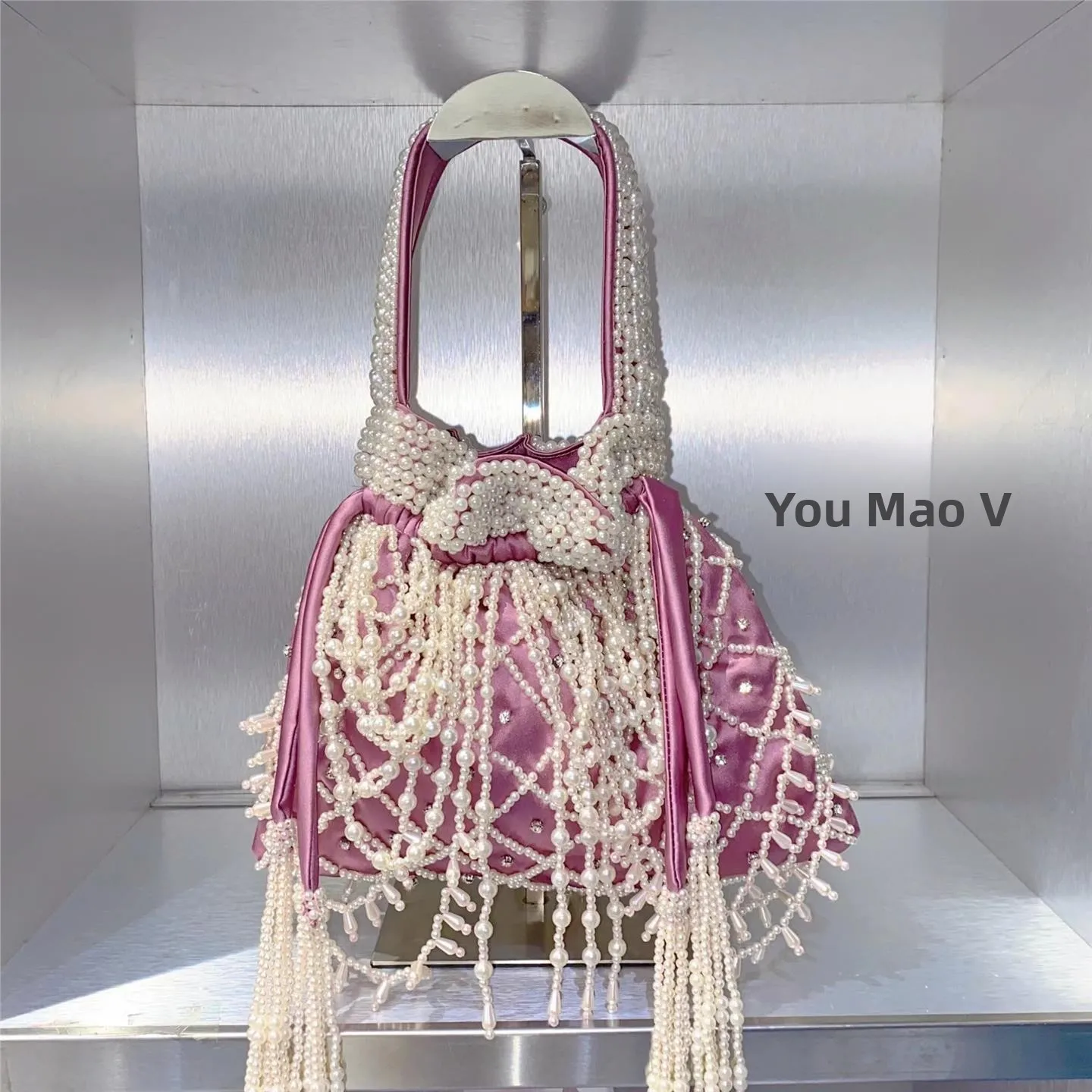 

Hanrted Pearl Silk Tassel Buet Bag Crossbody Underarm iny Diamond Embedded New Chinese Sle Casual Summer Women's Bag